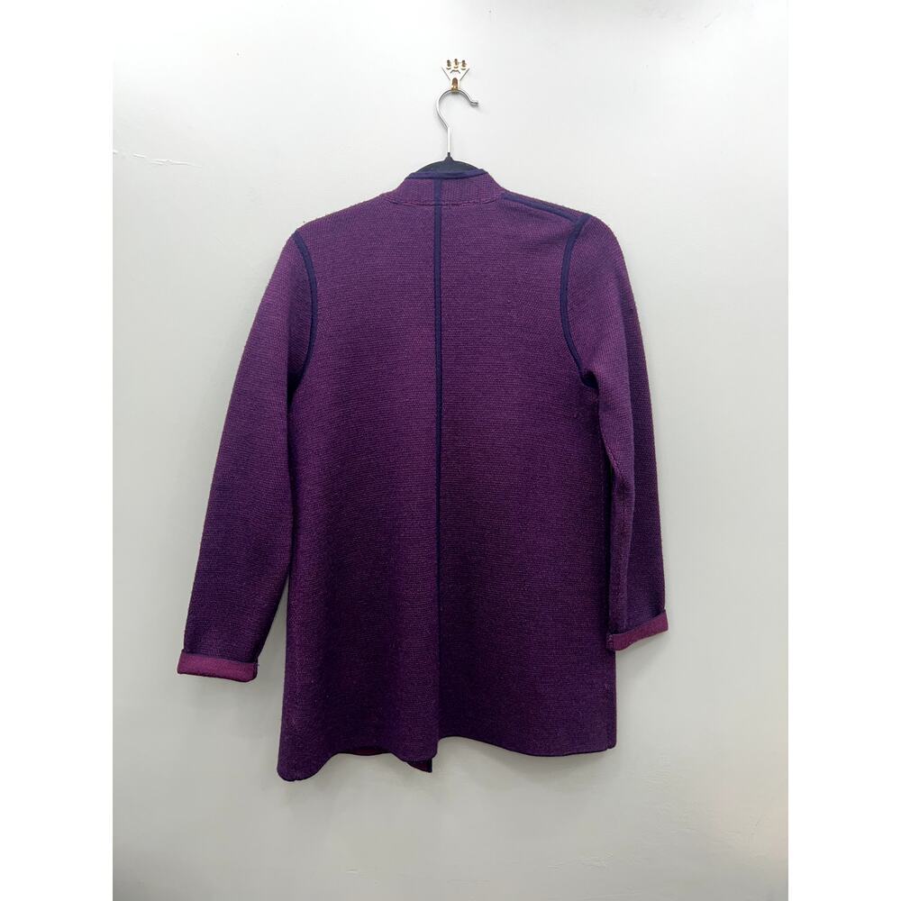 Talbots Merino Wool Sweater Blazer Petite Medium Plum Purple Cardigan - Picture 3 of 4